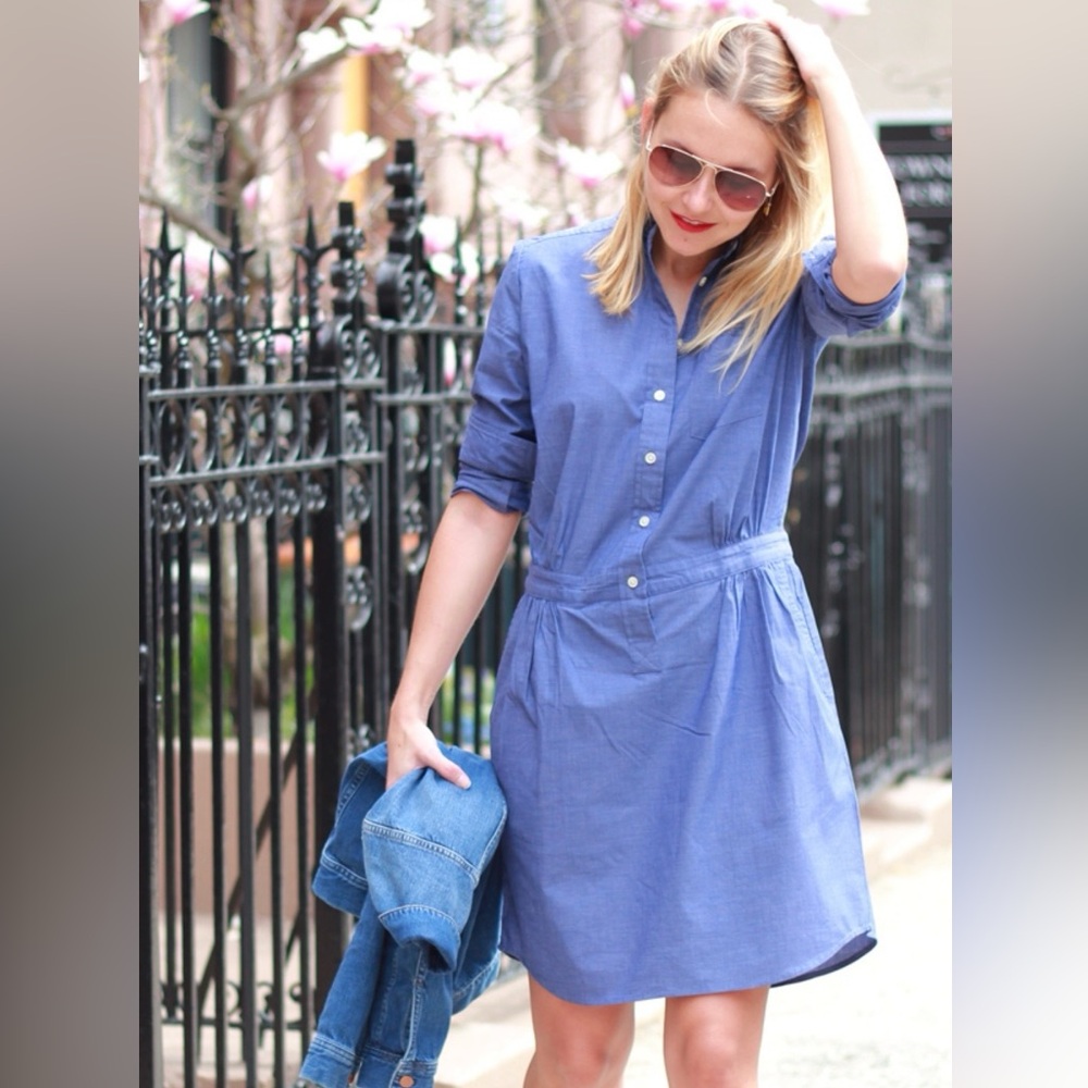 Banana Republic Blue Indigo Cotton Button Front Shirtdress Shirt Dress Size 4